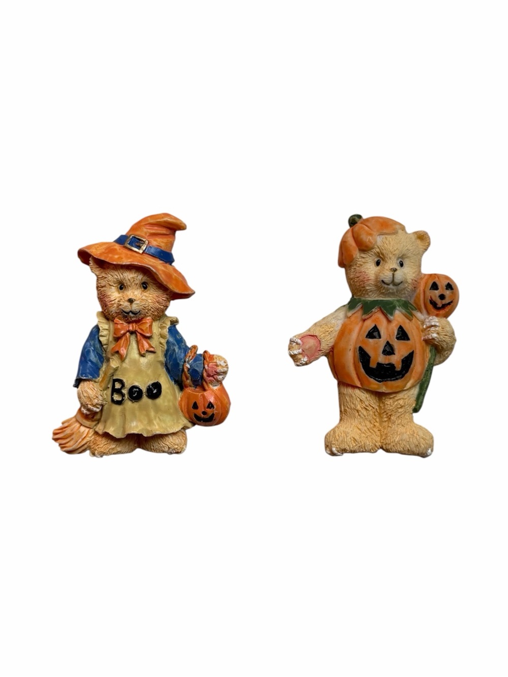 Vintage 90s Halloween spooky with and pumpkin bear brooches